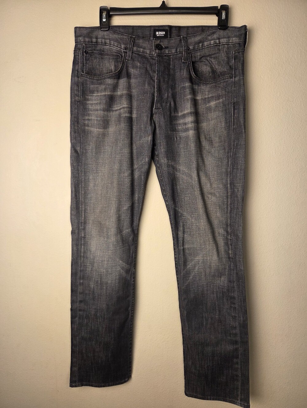 Hudson Men's Straight Jeans 36 Gray Cotton Elastane Denim USA Made